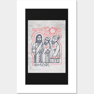 Jesus Christ with two disciples at Emaus Posters and Art